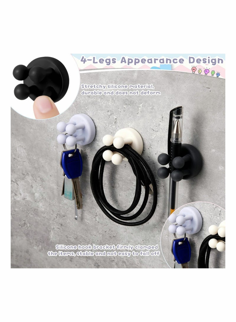 9 Pieces Adhesive Plug Hooks Cable Utility Hook Stick on Wall Door Silicone Waterproof and Oilproof Towel Key Self Holder for Hanging Kitchen Bathroom Home Office - Image 4