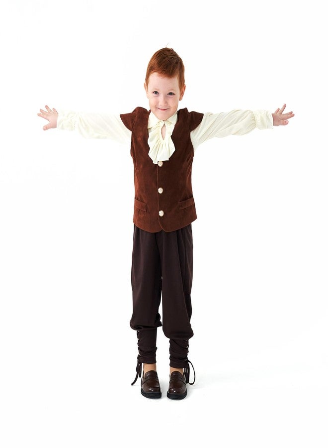 GRAJTCIN Medieval Renaissance Faire Costume Pirate Vest for Boys Lace-up Steampunk Gothic Waistcoat Viking Tunic Vest Brown S - Image 4