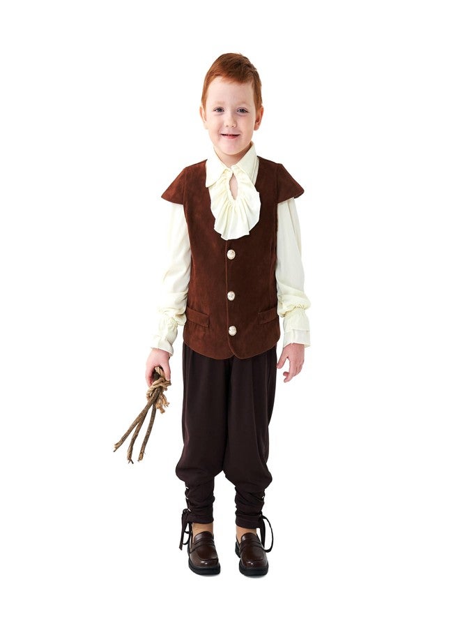 GRAJTCIN Medieval Renaissance Faire Costume Pirate Vest for Boys Lace-up Steampunk Gothic Waistcoat Viking Tunic Vest Brown S - Image 2