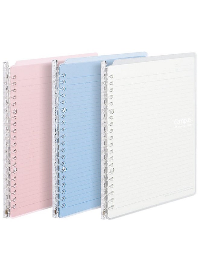 Kokuyo Kokuyo Campus Smart Ring Binders 3 Pack, B5 Light Colors Binder Notebooks, Up to 25 Sheets 26 Holes Slim Binder Folder with 10 Campus Sarasara Loose-leaf Paper Each for Study and Journal, Japan Import  - Image 1
