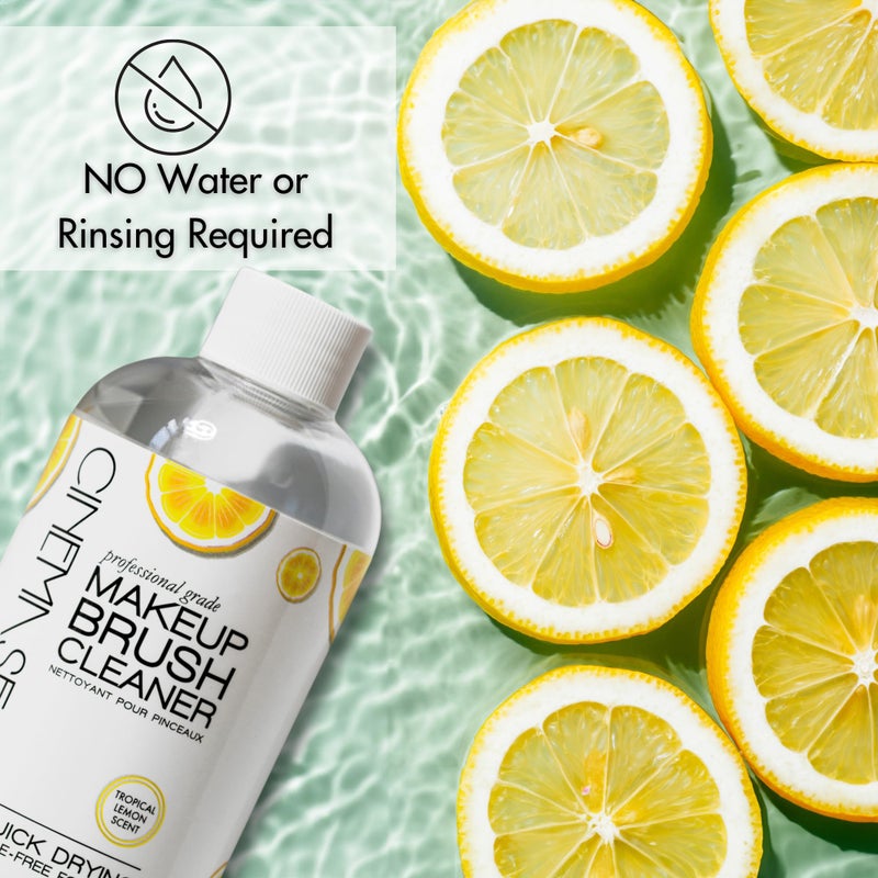 Cinema Secrets Original Makeup Brush Cleaner Solution - Professional Cleanser for Makeup Brushes - Quick-Drying, Rinse-Free Formula - Removes Stubborn Waterproof Make Up - Lemon (4 fl oz) - Image 4