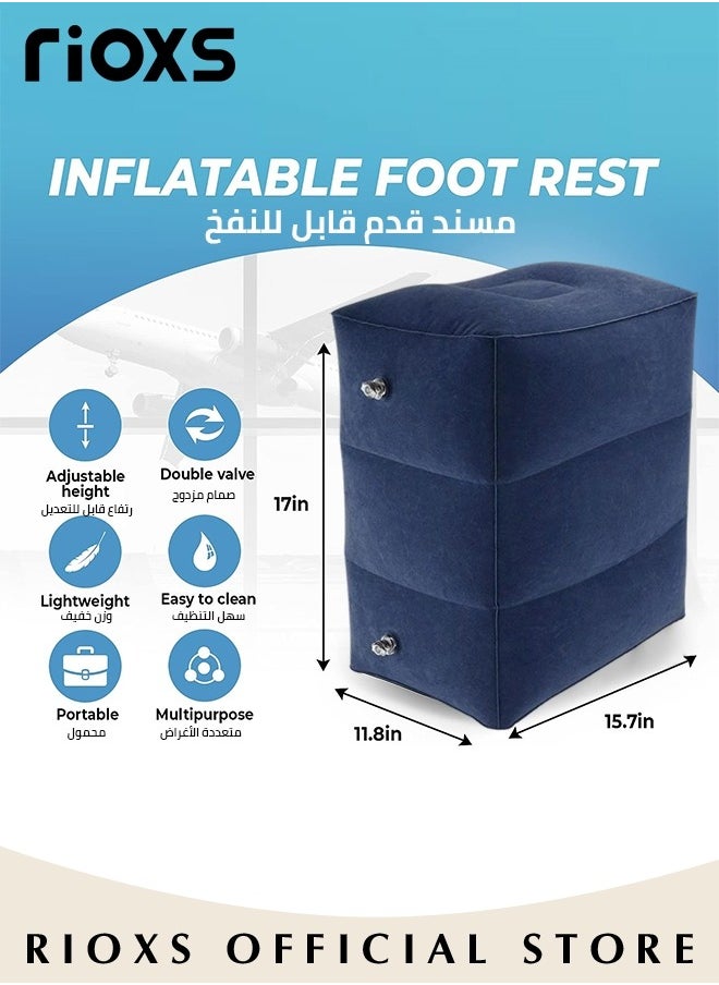 RIOXS - Inflatable Travel Foot Rest Pillow Kids Airplane Bed Adjustable Height Leg Pillow Make a Flat Bed for Kids and Toddlers Great for Airplane Train Car - Image 1