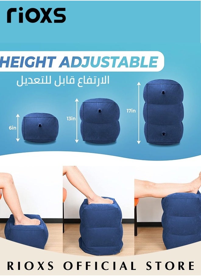 RIOXS - Inflatable Travel Foot Rest Pillow Kids Airplane Bed Adjustable Height Leg Pillow Make a Flat Bed for Kids and Toddlers Great for Airplane Train Car - Image 1