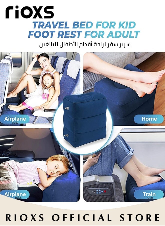 RIOXS - Inflatable Travel Foot Rest Pillow Kids Airplane Bed Adjustable Height Leg Pillow Make a Flat Bed for Kids and Toddlers Great for Airplane Train Car - Image 1