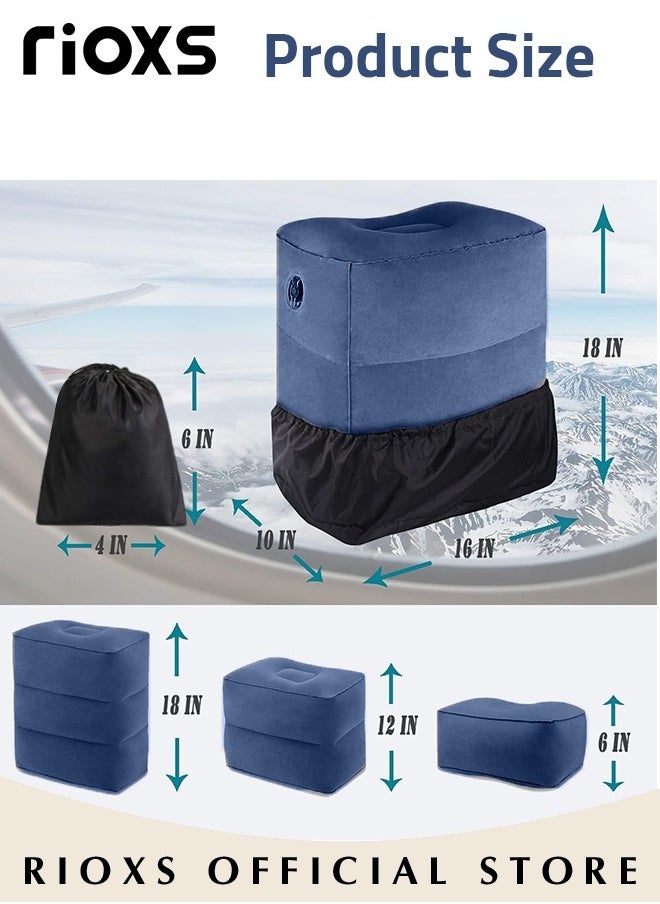 RIOXS - Inflatable Travel Foot Rest Pillow Kids Airplane Bed Adjustable Height Leg Pillow Make a Flat Bed for Kids and Toddlers Great for Airplane Train Car - Image 1