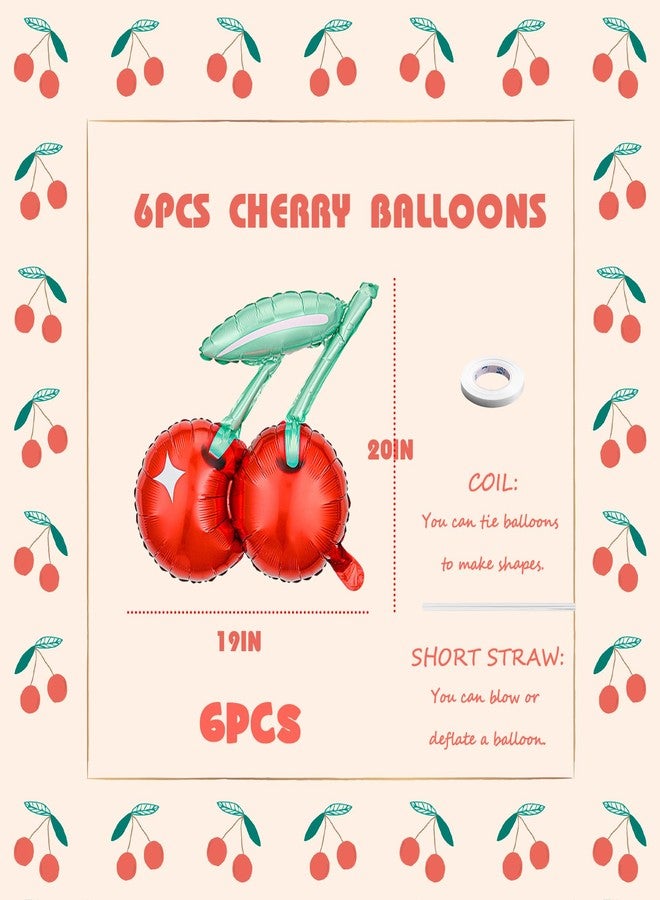 KHC-KHF Cherry-Balloons Summer-Birthday-Balloon 6PCS 20inch Red Fruit Cherry Themed Balloons Happy Birthday Party Decorations Wedding Baby Shower Supply - Image 3