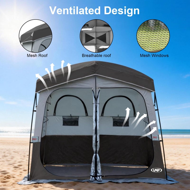UNP Shower Tent 2 Rooms, Portable Privacy Tent Outdoor Camping Toilet Tents Easy Set Up, Dressing Room for Beach, Camping & Hiking (Black) - Image 5