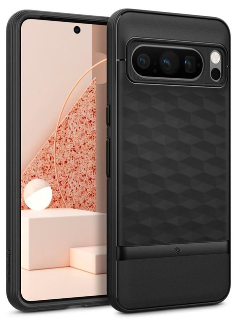 Caseology Parallax Pixel 8 Pro [Grade Drop Tested] TPU Case for Google Pixel 8 Pro case 5G, 3D Pattern (2023) - Matte Black