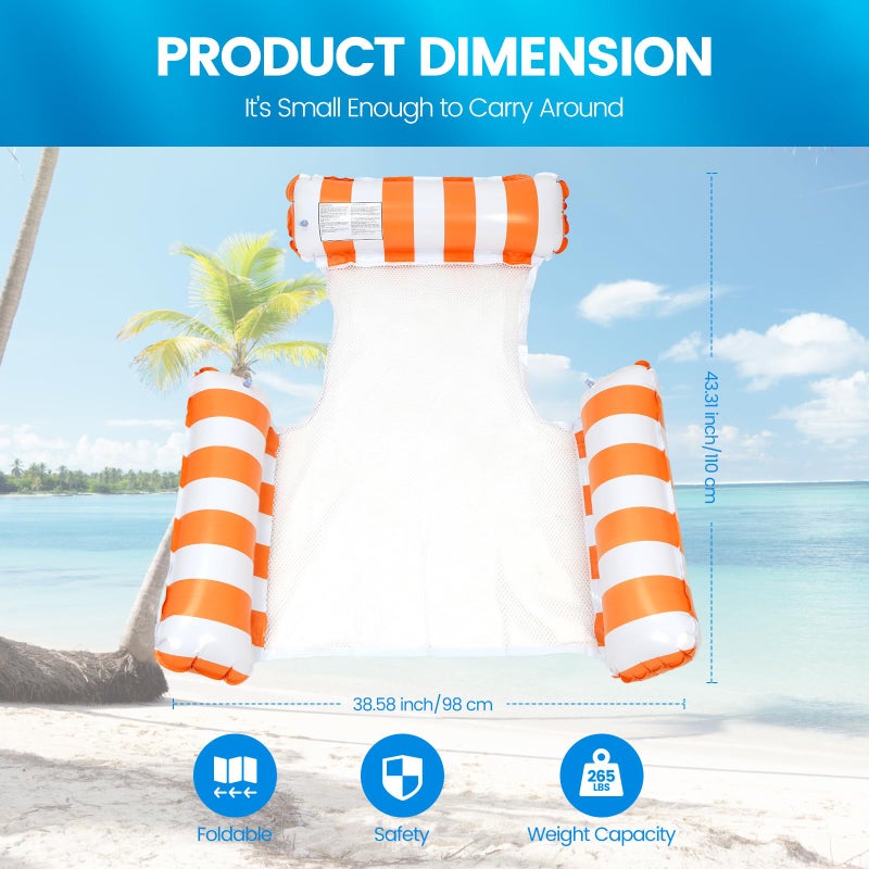 TIWISSES 2 Pack Inflatable Pool Floats 4-in-1 Pool Hammock with Bottom Mesh 3 Tubes Inflatable Hammock for Adults,Portable Floating Chair Bed for Travel, Swimming Pool Hot Tub - Image 2
