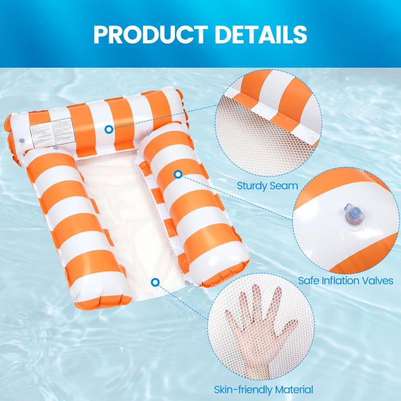 TIWISSES 2 Pack Inflatable Pool Floats 4-in-1 Pool Hammock with Bottom Mesh 3 Tubes Inflatable Hammock for Adults,Portable Floating Chair Bed for Travel, Swimming Pool Hot Tub - Image 3