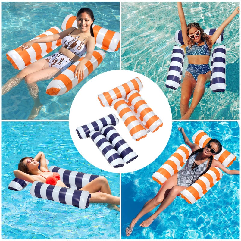 TIWISSES 2 Pack Inflatable Pool Floats 4-in-1 Pool Hammock with Bottom Mesh 3 Tubes Inflatable Hammock for Adults,Portable Floating Chair Bed for Travel, Swimming Pool Hot Tub - Image 5
