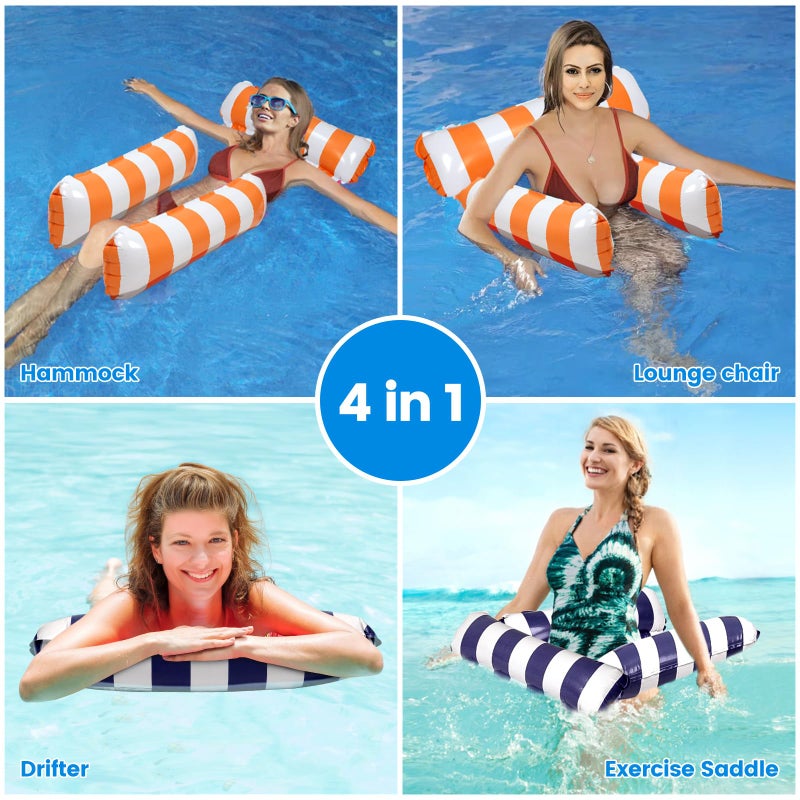 TIWISSES 2 Pack Inflatable Pool Floats 4-in-1 Pool Hammock with Bottom Mesh 3 Tubes Inflatable Hammock for Adults,Portable Floating Chair Bed for Travel, Swimming Pool Hot Tub - Image 4