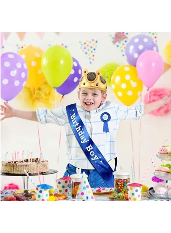 3-Piece Birthday King Crown Party Accessory Set, Birthday Boy Sash and on Pins Birthday for Boys Birthday Dress-Up Birthday Party Decoration - Image 4