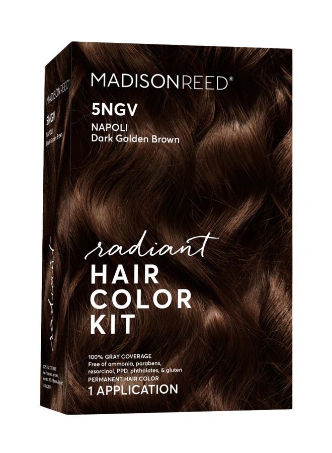 Madison Reed طقم لون الشعر المتألق | 5NGV بني ذهبي داكن (بني نابولي) لتغطية 100% من الشعر الرمادي | صبغة شعر دائمة بجودة صالون | خالية من PPD والأمونيا | (قد يختلف التعبئة) 1 عبوة - Image 1