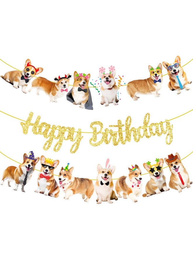 umoni Corgi Birthday Party Banners 3Pcs Corgi Birthday Decorations Dog Banner Dog Party Decorations for Pet Puppy Baby Shower Supplies - Image 1