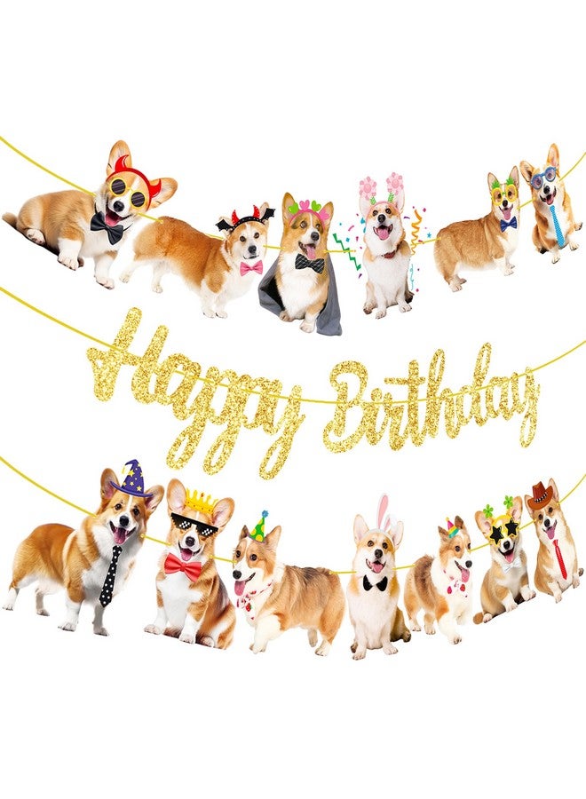 umoni Corgi Birthday Party Banners 3Pcs Corgi Birthday Decorations Dog Banner Dog Party Decorations for Pet Puppy Baby Shower Supplies - Image 2
