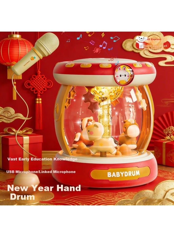 Coodora Baby Hand Drum Toy Pat Drum Music Microphone Soothing Device New Year Newborn Gift - Image 5