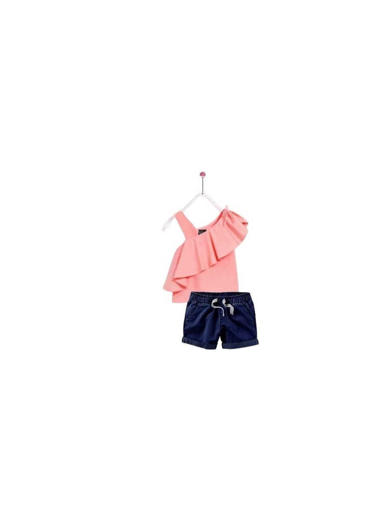 Girls' outing set consisting of Simon's T-shirt and jeans shorts 