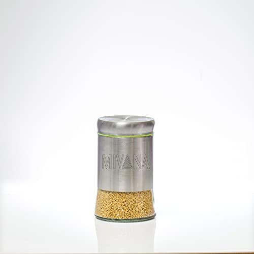 Mivana 550ml Stainless Steel Canister Glass Jar with Lid,Premium Pantry Organizers Containers and Perfect kitchen Storage for Canning Cereal,Coffee,Sugar,Tea,pasta and Beans Containers set of 4 - Image 4