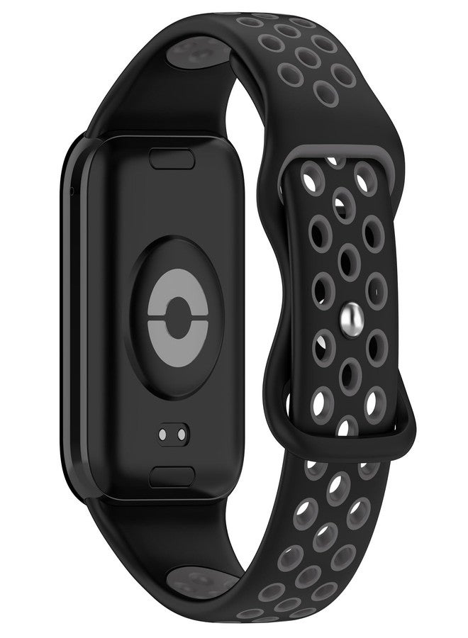 AWADUO Compatible with Xiaomi Band 9 Pro/Band 8 Pro Smart Band, Compatible with Redmi Watch 5/Watch 4 Replacement Silicone Wrist Strap Bracelet Band Soft And Durable Watch Accessories(Black+Grey) - Image 1