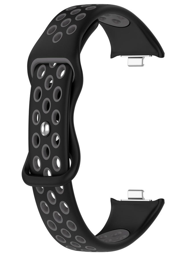 AWADUO Compatible with Xiaomi Band 9 Pro/Band 8 Pro Smart Band, Compatible with Redmi Watch 5/Watch 4 Replacement Silicone Wrist Strap Bracelet Band Soft And Durable Watch Accessories(Black+Grey) - Image 3