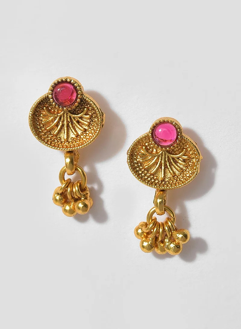 SOHI Pink Stone Studded Artificial Jewellery Set