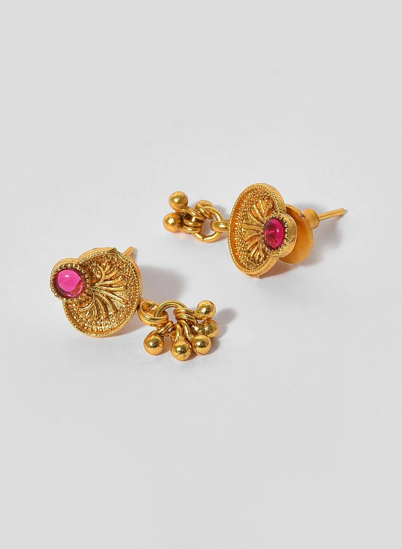 SOHI Pink Stone Studded Artificial Jewellery Set