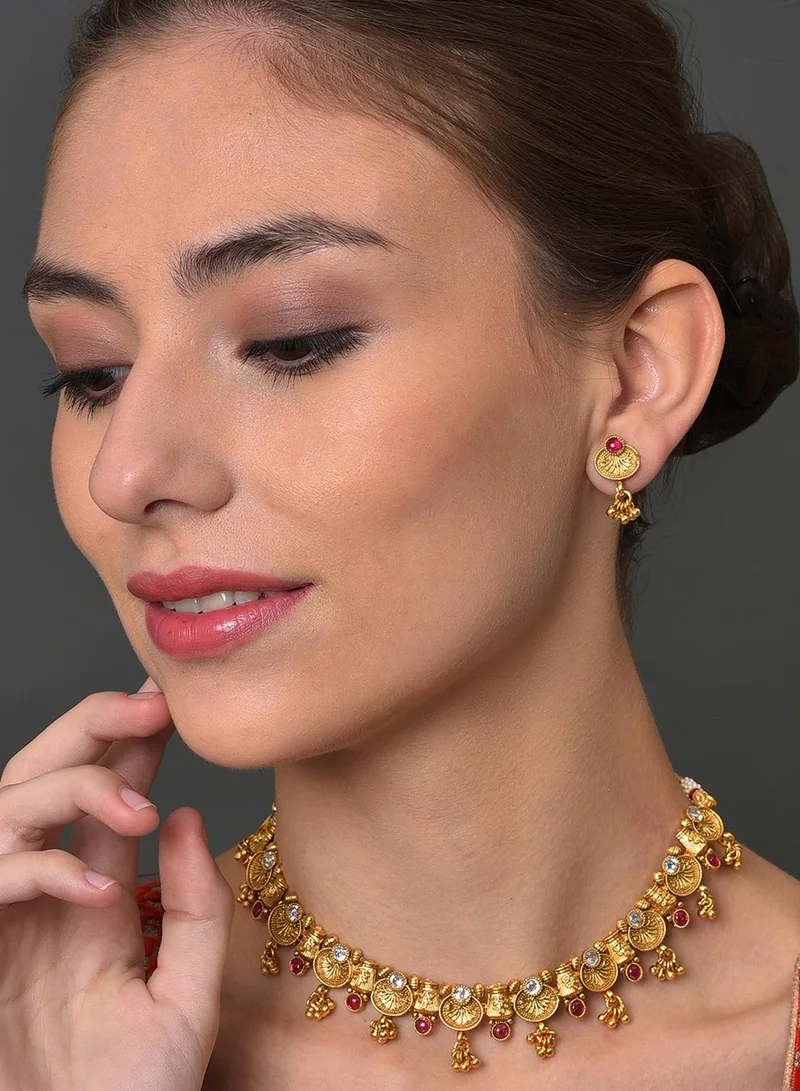 SOHI Pink Stone Studded Artificial Jewellery Set