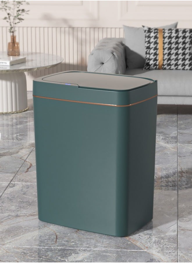 Bukela Smart Bathroom Trash Can 15L, Automatic Bagging Touchless Sensor Bin, IPX5 Waterproof Electronic Garbage Can for Home, Kitchen, Bedroom, Green  - Image 1