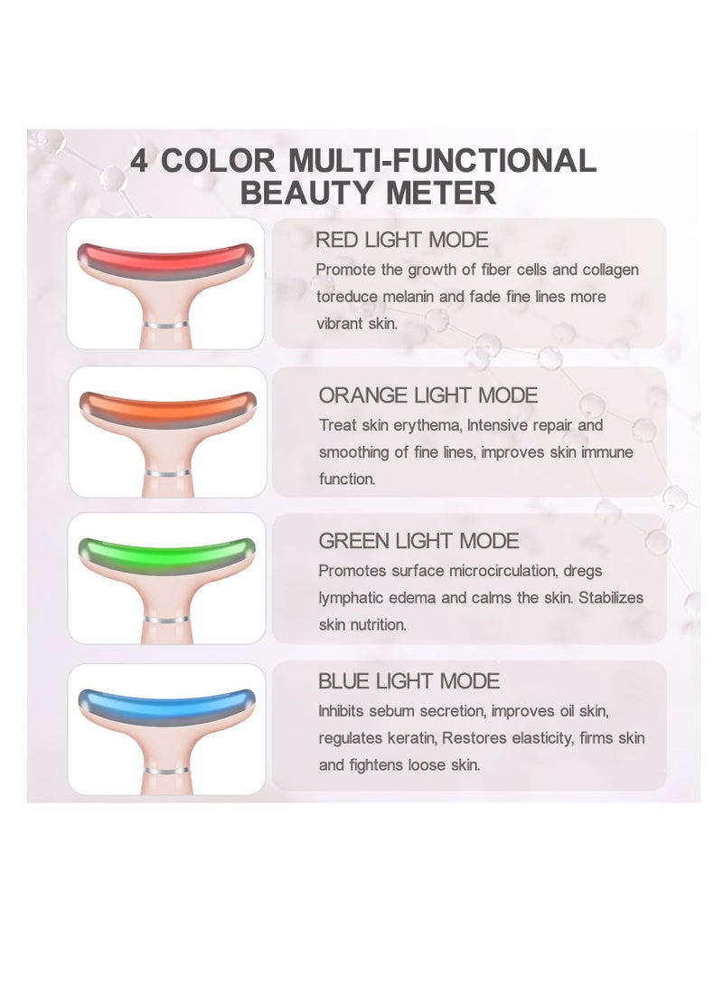 general Neck Face Massager, 4 Color LED Facial Massager with Micro-Current Vibration Facial Cold and Hot Service for Wrinkles, Double Chin, Multifunctional Facial Light Therapy Device for Skin Care at Home - Image 3