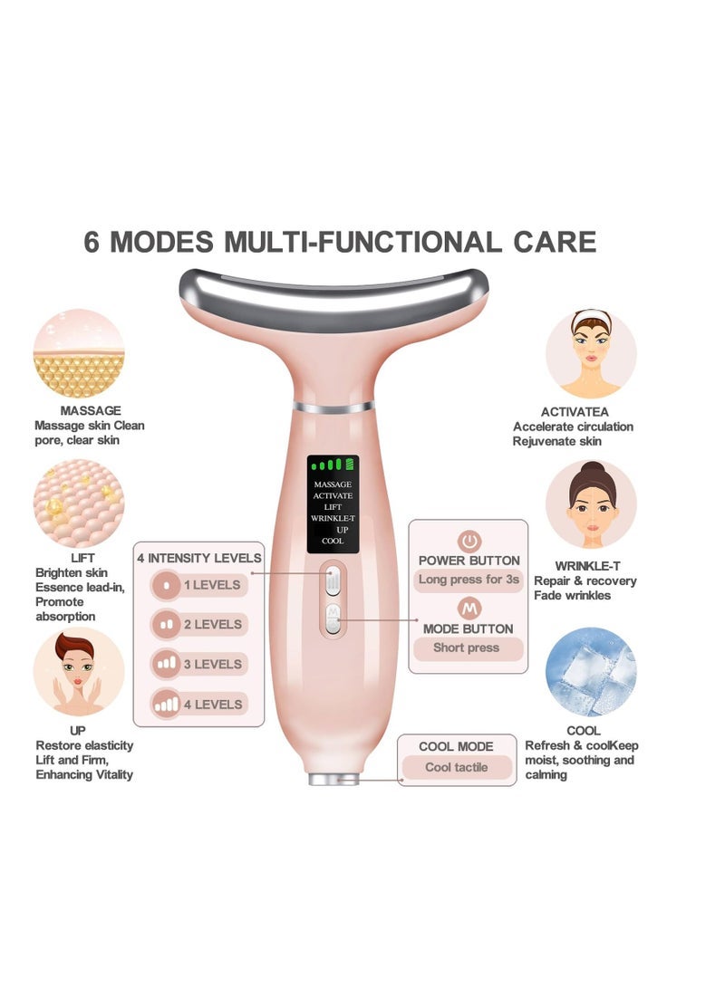general Neck Face Massager, 4 Color LED Facial Massager with Micro-Current Vibration Facial Cold and Hot Service for Wrinkles, Double Chin, Multifunctional Facial Light Therapy Device for Skin Care at Home - Image 4