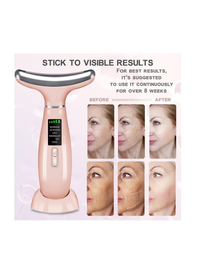 general Neck Face Massager, 4 Color LED Facial Massager with Micro-Current Vibration Facial Cold and Hot Service for Wrinkles, Double Chin, Multifunctional Facial Light Therapy Device for Skin Care at Home - Image 5