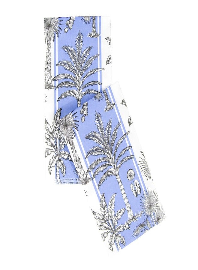 Caspari Southern Palms Blue & White Guest Towel Napkins - 15 Per Package - Image 3