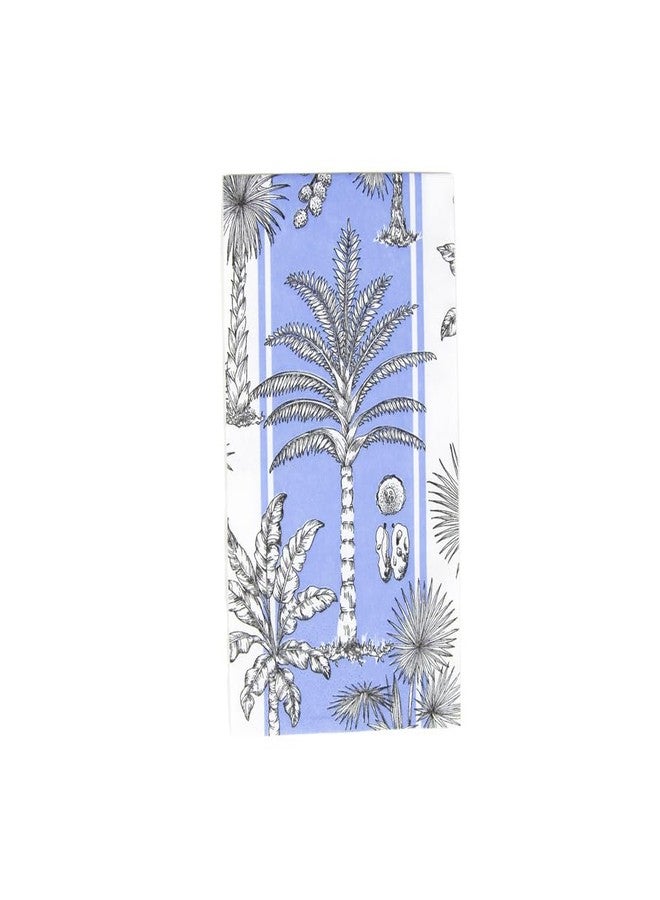 Caspari Southern Palms Blue & White Guest Towel Napkins - 15 Per Package - Image 1