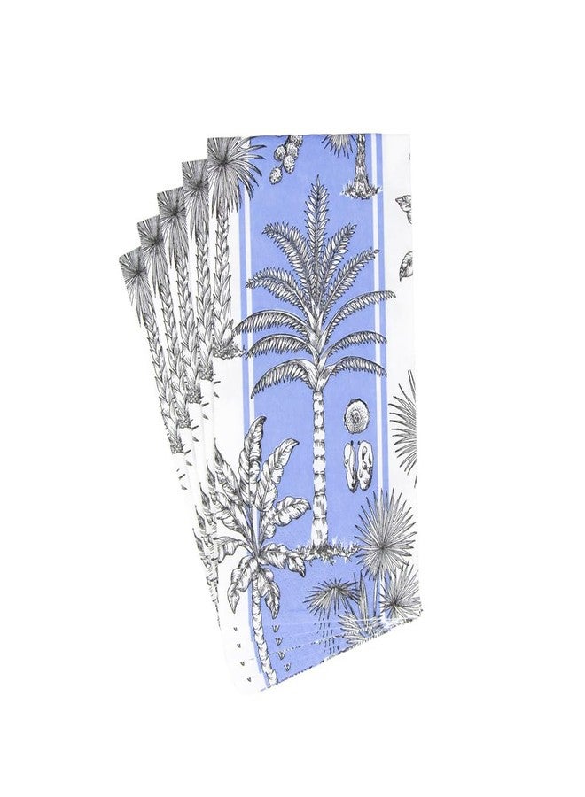 Caspari Southern Palms Blue & White Guest Towel Napkins - 15 Per Package - Image 2