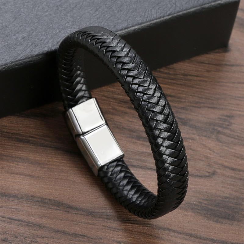 YouBella Black Leather Bracelet for Men | European Hot Retro Style Bracelet | Birthday Gift for Men and Boys for Husband (YBBN_92150) - Image 2
