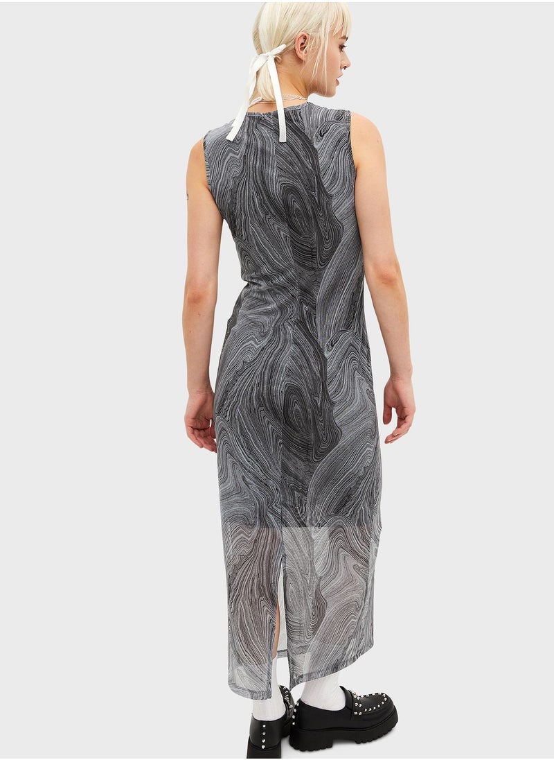 MONKI - Printed Mesh Dress - Image 1