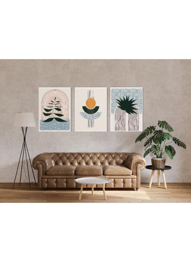 Home Gallery Canvas Wall Art, Abstract Framed Portrait of runge textured circles in Boho style  - Image 1