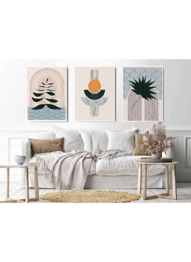 Home Gallery Canvas Wall Art, Abstract Framed Portrait of runge textured circles in Boho style  - Image 3