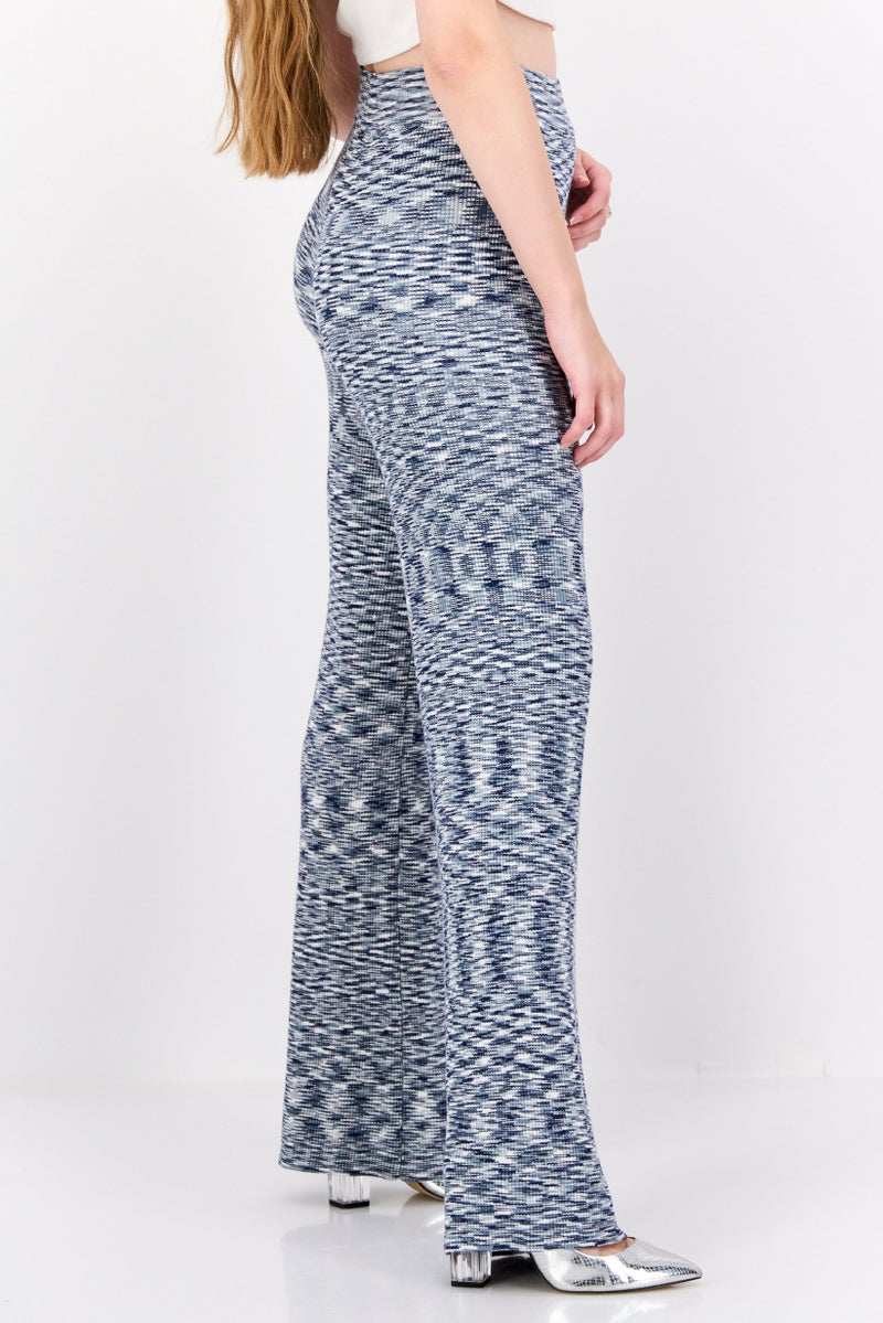 NIA Women Regular Fit Wide Leg Space Dye Palazzo Pant, Grey - Image 2