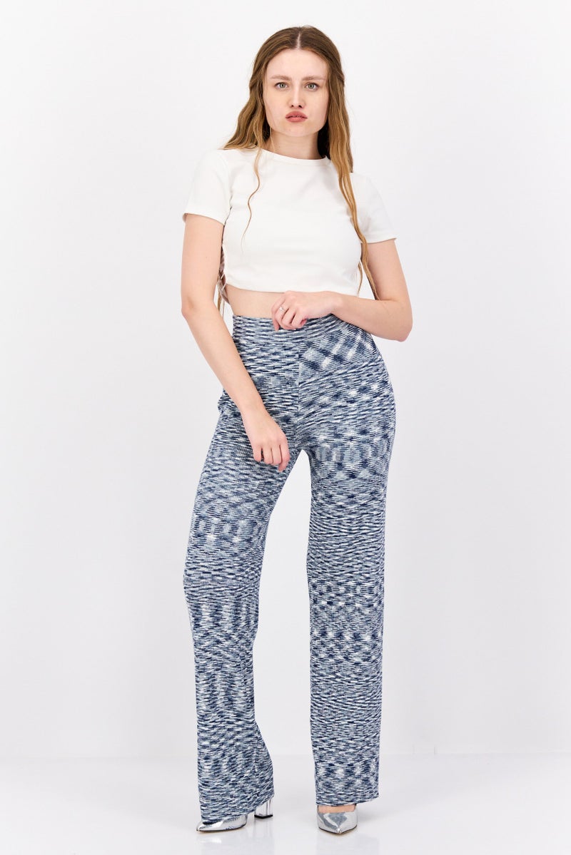 NIA Women Regular Fit Wide Leg Space Dye Palazzo Pant, Grey - Image 4