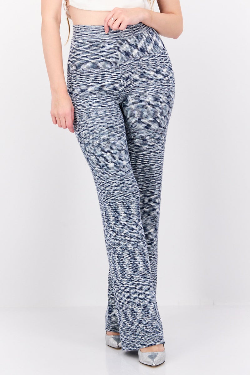 NIA Women Regular Fit Wide Leg Space Dye Palazzo Pant, Grey - Image 1