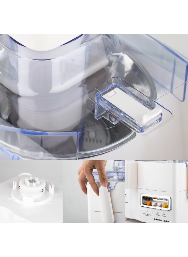 آر إيه أف محضر طعام 4 في 1 بقوة 400 واط، عصارة، خلاط، مفرمة لحم، مطحنة، سرعتان + خاصية النبض، شفرة من الفولاذ المقاوم للصدأ، مثالي للطحن الناعم الجاف والرطب، والخلط، والعصر. - Image 3