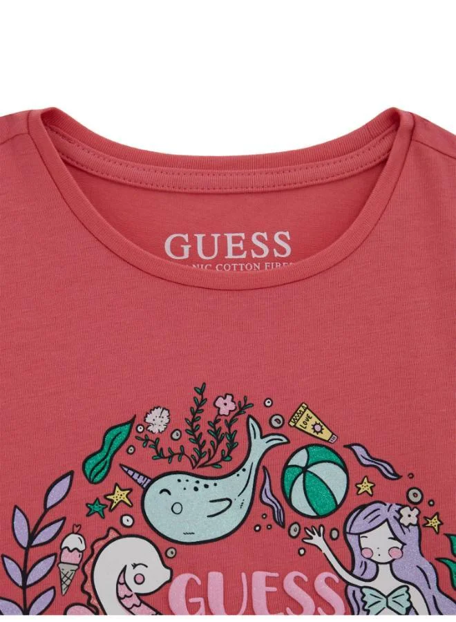 جس Kids Printe Crew Neck T-Shirt