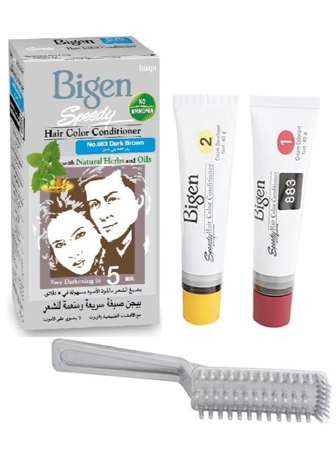 Bigen Speedy Natural Herbs Hair Color 883 Dark Brown 80 grams - Image 1