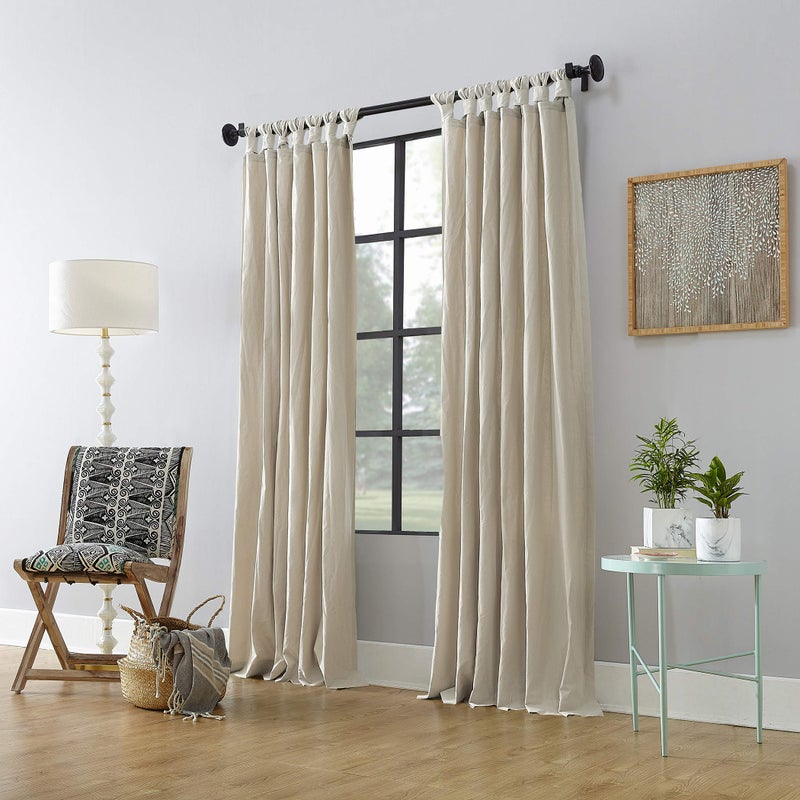 Archaeo Washed Cotton Twist Tab Curtain, 52" x 63", Oatmeal - Image 5