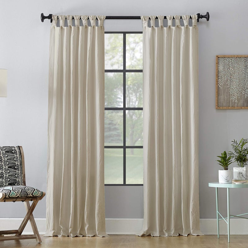 Archaeo Washed Cotton Twist Tab Curtain, 52" x 63", Oatmeal - Image 1