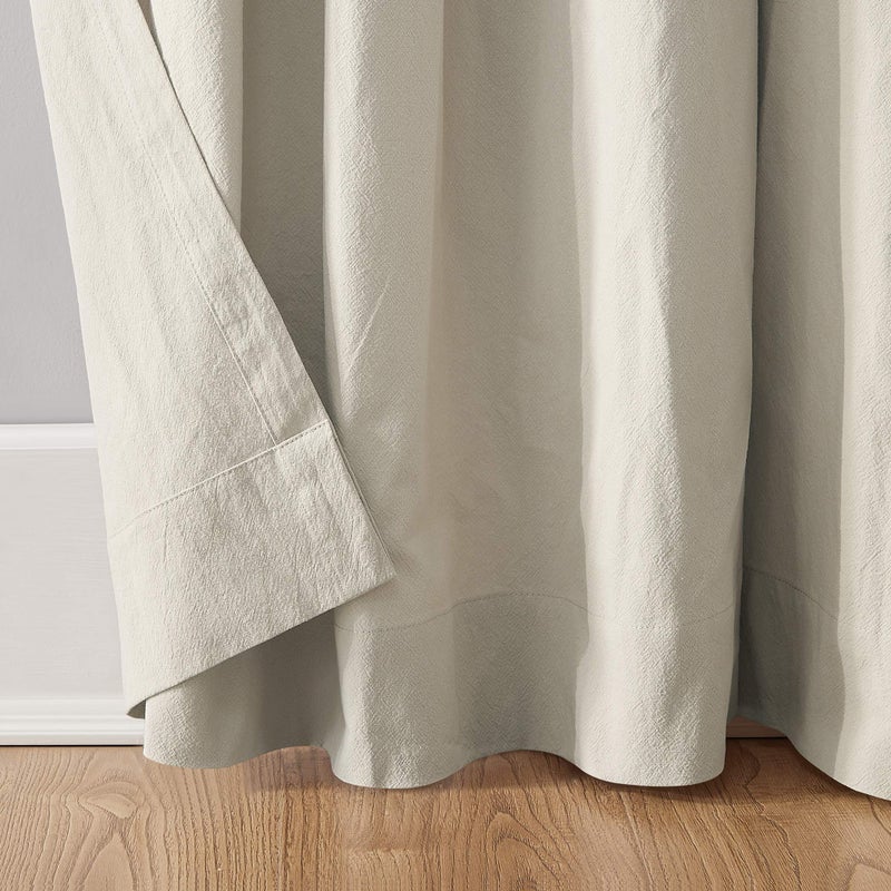 Archaeo Washed Cotton Twist Tab Curtain, 52" x 63", Oatmeal - Image 4