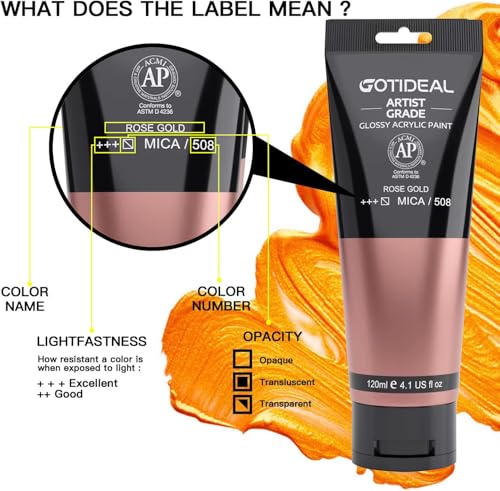 GOTIDEAL Acrylic Paint Metallic Rose Gold(120ml, 4.1 oz) Non Toxic Non Fading,Rich Pigments for Painters, Adults & Kids, Ideal for Canvas Wood Clay Fabric Ceramic Craft Supplies - Image 2