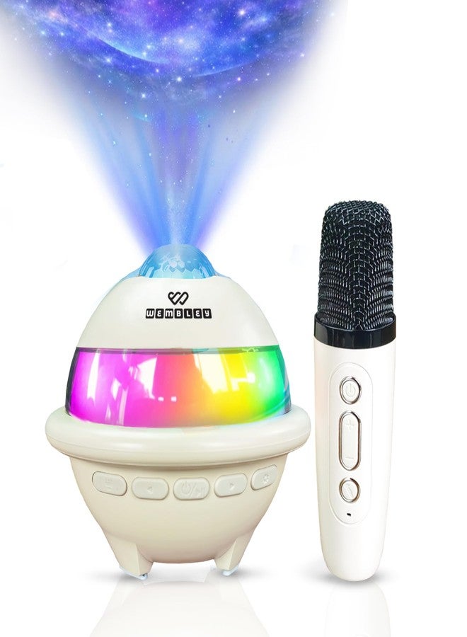 Wembley Karaoke Bluetooth Speaker | Bluetooth Speaker with 1 Mic and RGB Lights | Features Starry Space Projection | HD Sound with 5 Fun Audio Modes | Birthday Gift for Kids (Beige) - Image 1